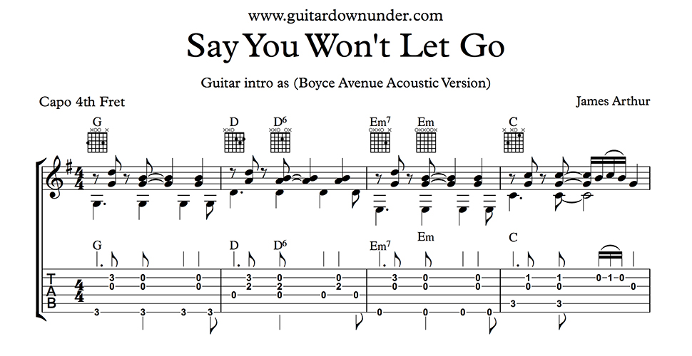 James Arthur Say You Won't Let Go Sheet Music Notes, Chords