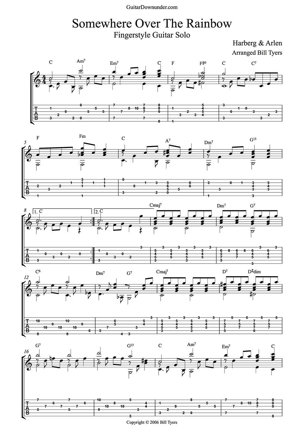 over the rainbow guitar chords